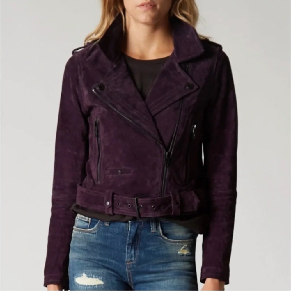 Blank NYC Suede Moto Twilight Jacket in Purple sz XS